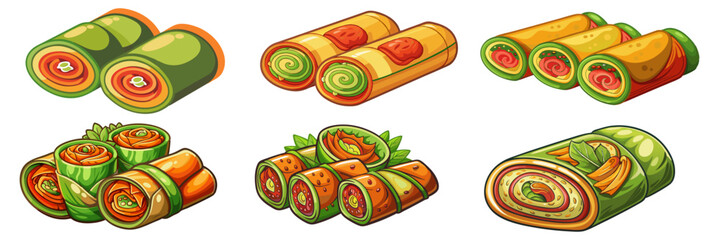 Naklejka premium vegetable rolls vector art illustration, vegetable rolls vector art