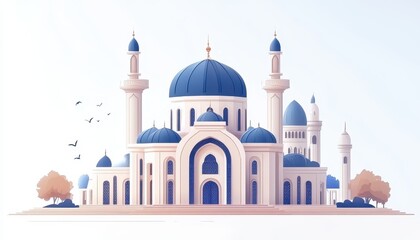 Fototapeta premium A vibrant mosque celebrating Eid al-Fitr with joyful decorations