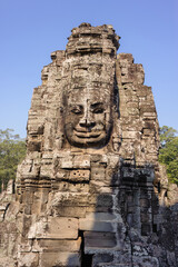 Face of Bayon temple in Angkor Thom, Siem Reap, Cambodia.