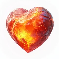 Fototapeta premium Glowing fiery object, dragon heart, fantasy aura, isolated on white, 3D illustration