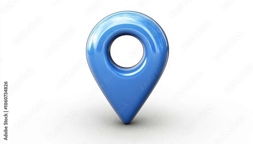 Poster blue location pin icon representing navigation and mapping in digital applications