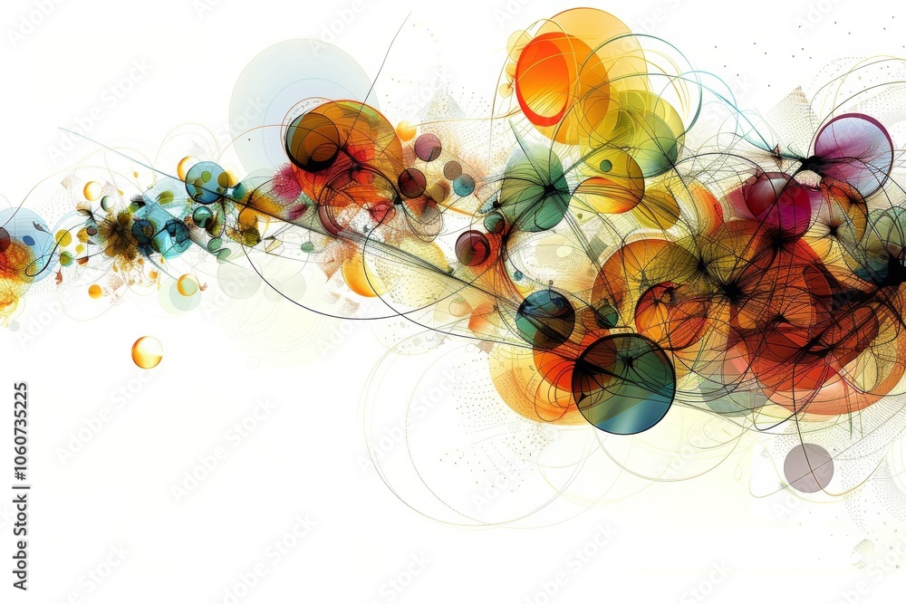 Poster a vibrant and abstract design element featuring flowing shapes and colors, showcasing chaos and crea