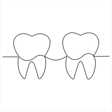 recommend clip art: Single line continuous drawing of tooth simple dental tooth line art vector illustration dentist stomatology medical concept
