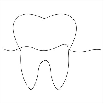 recommend clip art: Single line continuous drawing of tooth simple dental tooth line art vector illustration dentist stomatology medical concept
