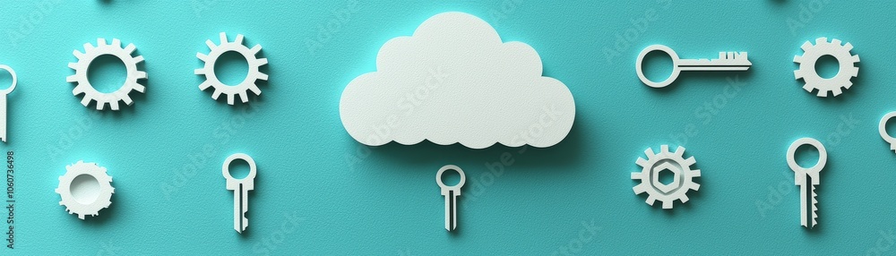 Poster discover how a papercut cloud design features floating keys to unlock creative possibilities in grap
