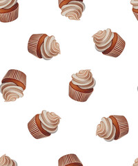 Seamless Christmas Cupcake Pattern, Festive Holiday Sweets Featuring Cupcakes, Candles, and Candy, Holiday Textiles, Wrapping Paper, Cards, Seasonal Decorative Designs