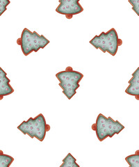 Seamless Christmas Gingerbread Patter, Festive Cookie Trees,, Holiday Textiles, Wrapping, and Cards. Perfect for Seasonal Decor, Gift Wrapping, and Festive Stationery Designs