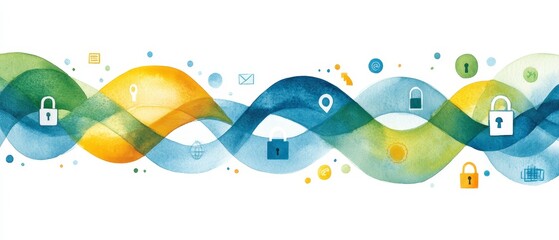 Visualize the Flow of Secure Data Streams with a Beautiful Watercolor Illustration