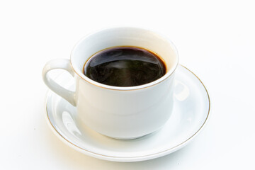 Side view americano classic coffee in ceramic cup
