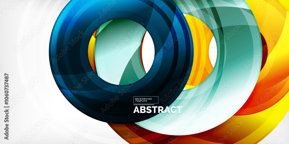Poster Bright colorful circles with light effects. Abstract background
