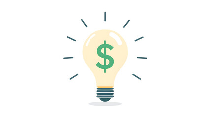 Light bulb with dollar sign on a white background, representing financial ideas.