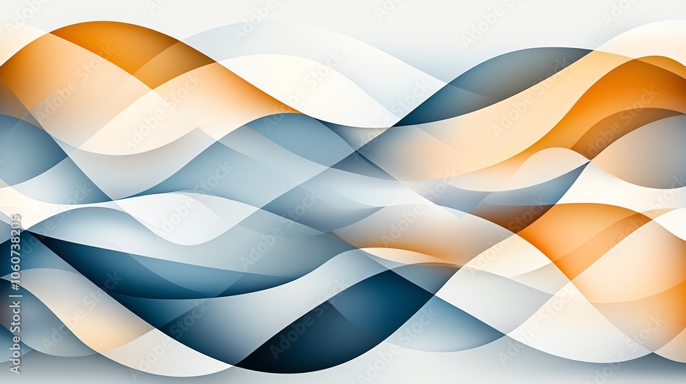 Poster abstract wave pattern in soothing blue and orange hues, creating a dynamic and modern visual appeal 