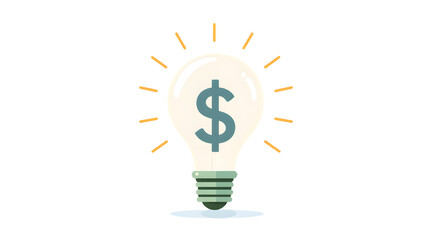 Light bulb with dollar sign in the center, plain white background.