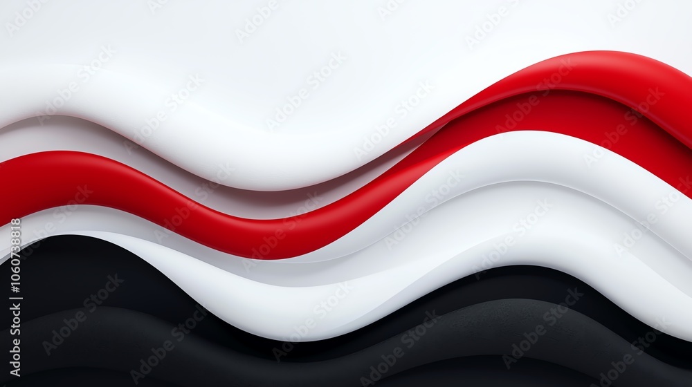 Poster abstract wave pattern in red, black, and white creates a modern, dynamic design for backgrounds or a