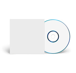 3D Mock up render CD or DVD coming out of its packaging, empty packaging