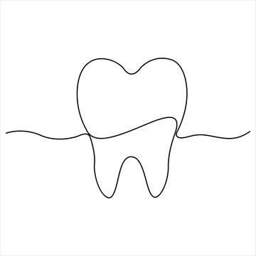 recommend clip art: Single line continuous drawing of tooth simple dental tooth line art vector illustration dentist stomatology medical concept