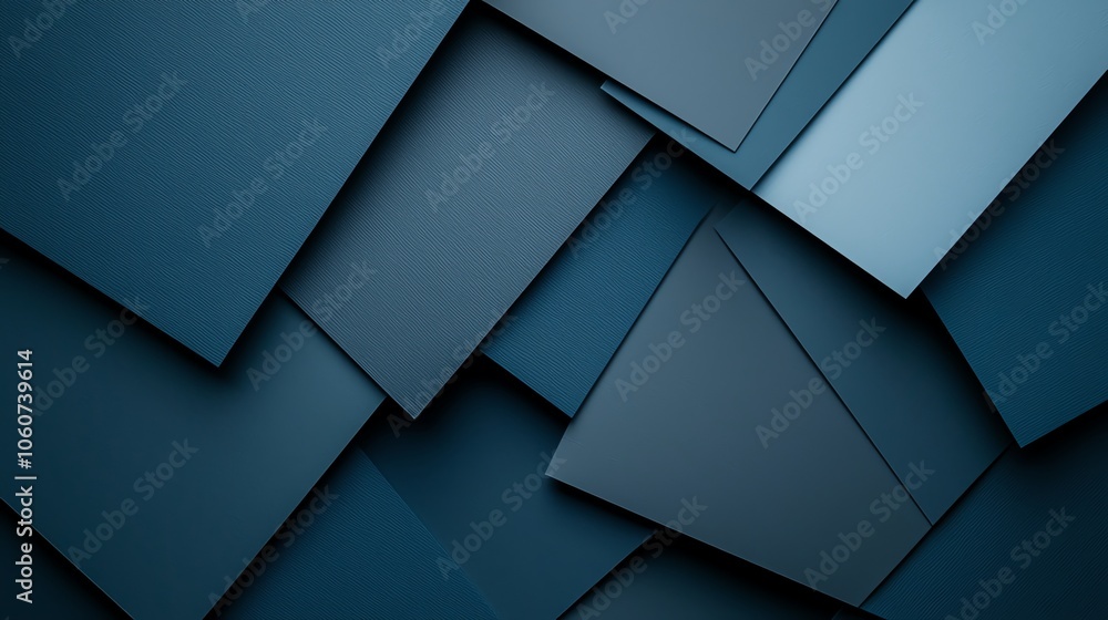 Poster a collection of overlapping blue geometric shapes creating a modern abstract background, perfect for