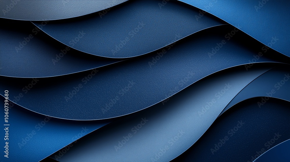 Poster elegant abstract design with flowing waves in deep blue tones, perfect for backgrounds and artistic 