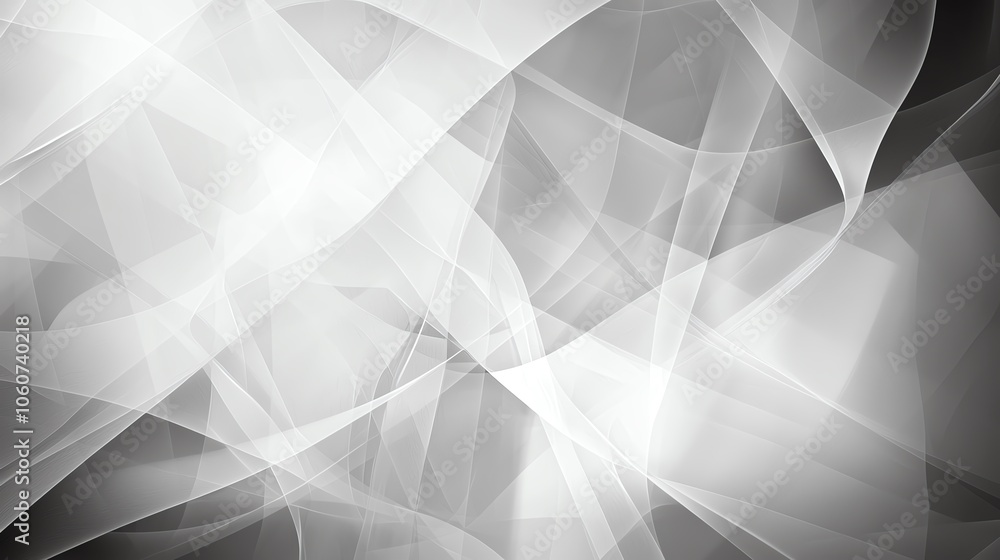 Poster an abstract background featuring flowing lines and soft gradients in shades of white and gray, perfe