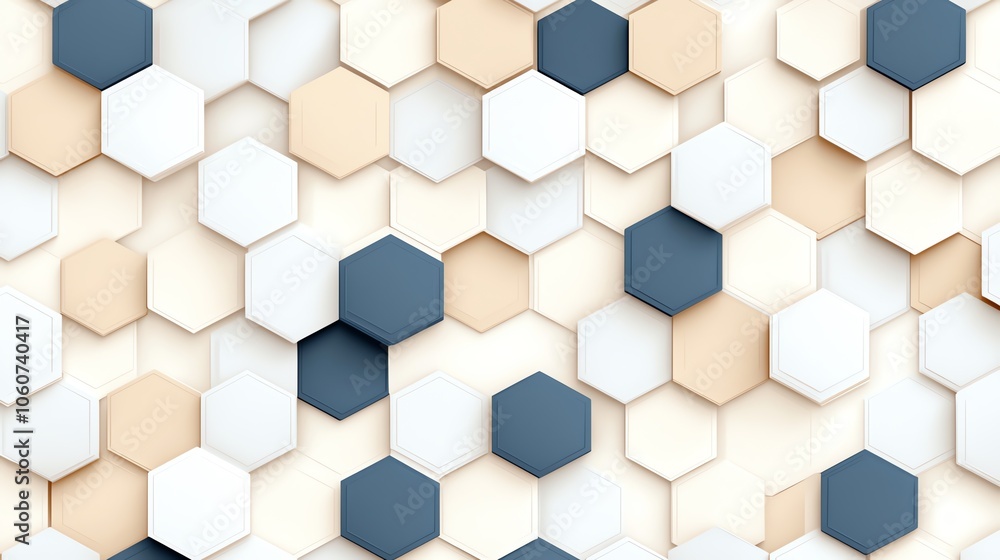 Poster modern hexagonal pattern in soft tones, perfect for backgrounds, designs, and creative projects. add