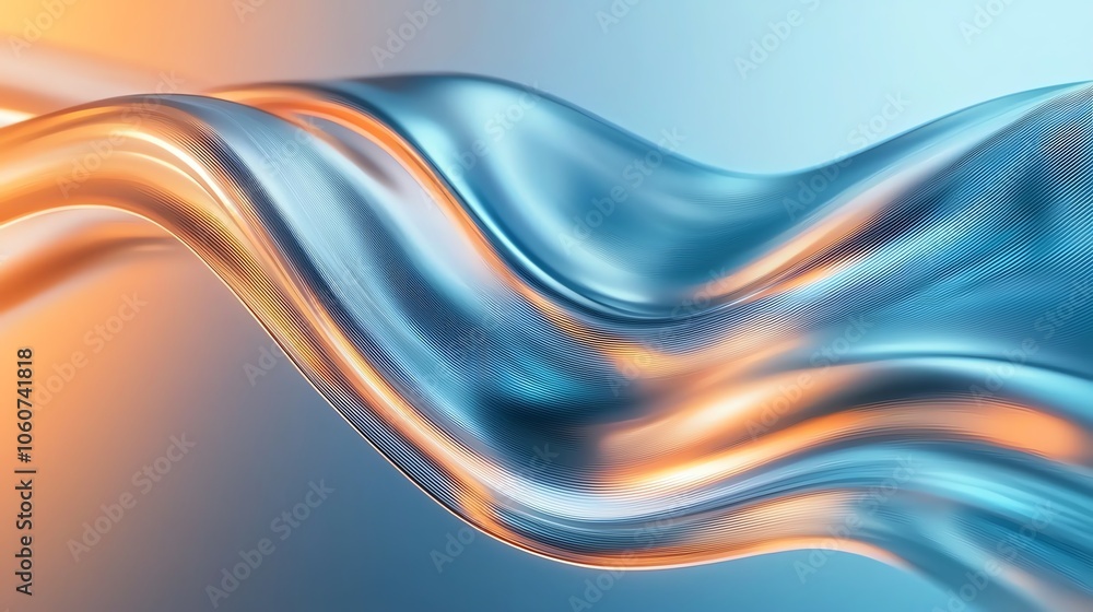 Aufkleber an abstract wave pattern in blue and orange, showcasing smooth curves and a modern aesthetic for cre