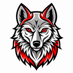 Bold Line Art Wolf on White Background