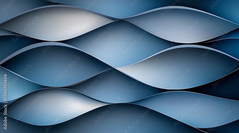 Aufkleber abstract wave pattern in blue tones, showcasing smooth curves and layers, ideal for backgrounds or d