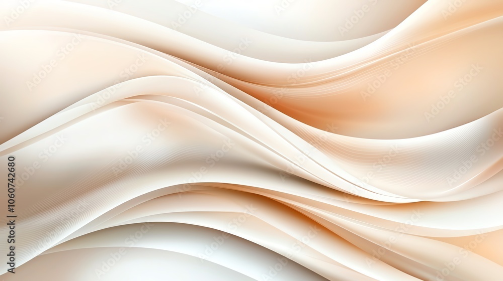 Poster a serene blend of soft waves in warm tones, creating a soothing abstract background perfect for vari