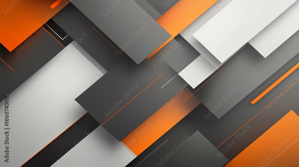 Poster dynamic abstract composition with layered shapes in gray and orange, perfect for modern design and b
