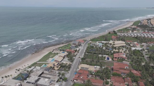 Imagem a&eacute;rea de rua na Praia da Ta&iacute;ba - S&atilde;o Gon&ccedil;alo do Amarante, Cear&aacute;.