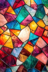 Artistic glass mosaic with vibrant colors, perfect for decorative art or architectural design.