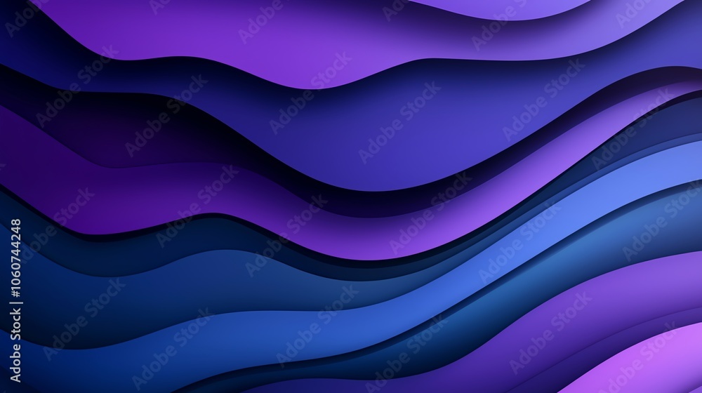 Poster Abstract wave design in shades of purple and blue, creating a dynamic and modern background for various projects.