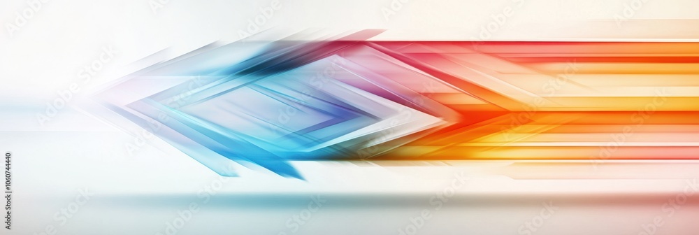 Poster Colorful Arrows Dynamically Overlapping on a White Background Illustrating Motion and Direction