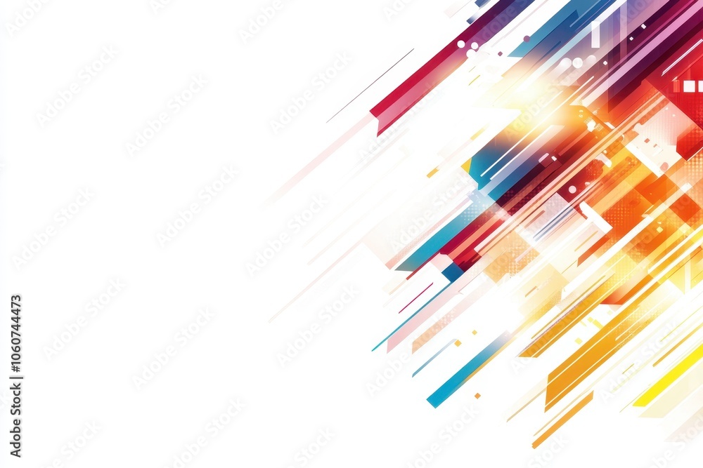 Poster Dynamic and Colorful Arrows Overlapping on a White Background Create Movement and Direction