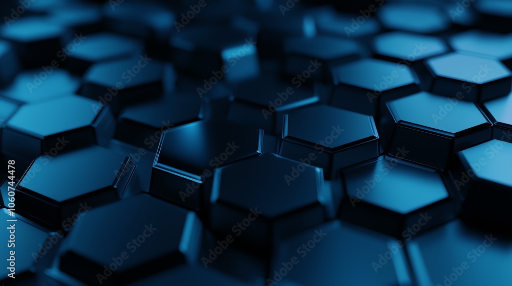 Aufkleber abstract close-up of hexagonal shapes in dark blue tones, creating a modern, textured background ide