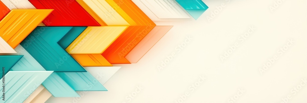 Poster Dynamic Interplay of Colorful Arrows on a Clean White Backdrop Suggesting Movement and Direction