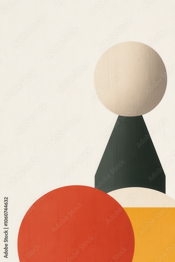 Poster An Elegant, Brightly Colored Chess Figure Made of Simple Geometric Shapes in a Minimalistic Style