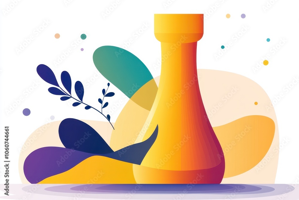 Poster Elegant and Bright Flat Colors Create a Unique Chess Figure Design With Playful Shapes and Forms