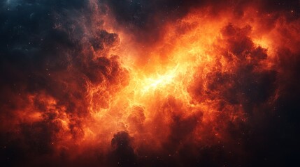 Fototapeta premium A bright orange cloud in space with a lot of stars