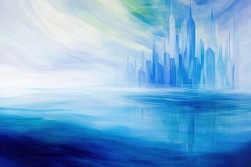 Fototapeta premium Sunken Ruins of Atlantis Rise From Deep Blue Waters, Creating a Mystical Underwater Landscape