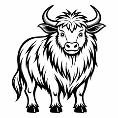 Yak: Bold Line Art on White Background