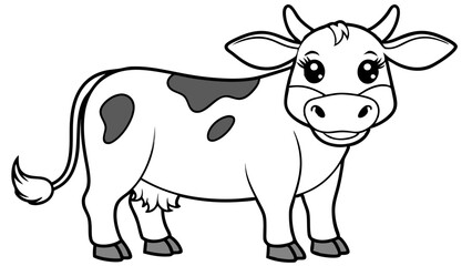 Vector Cow Line Art for Coloring Book