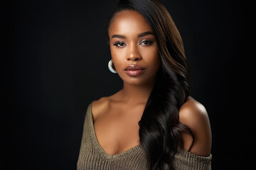 Beautiful African American model, posing in studio.