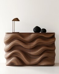 Modern Wooden Cabinet with Wave Design - Interior Design Inspiration