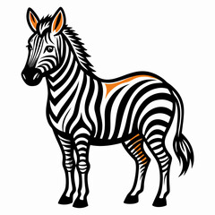 Bold Zebra Line Art on White Background