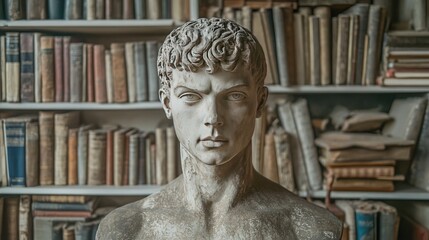 Obraz premium Isolated Male Bust Statue in Detailed Gypsum Finish