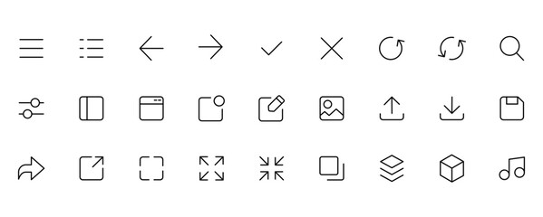 icon collection set ui interface style line