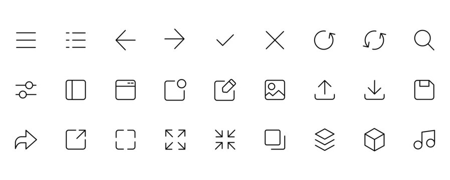 icon collection set ui interface style line
