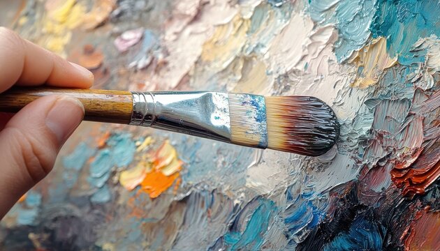 A child immersed in creative chaos during an art class painting session