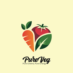 Healthy food shop Organic eco vegetarian food Logo fresh farm vegetables
